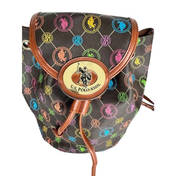 U.S. Polo Assn. Rainbow Logo Drawstring Backpack Purse – Cute & Functional - Picture 14 of 16